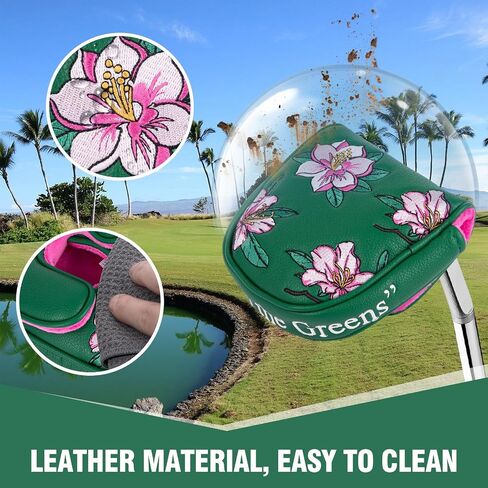 Golf Putter Covers DF3 Putter Headcover Azalea Embroidery Mallet Putter Covers with Magnetic Closure fit lab DF3 Putter, Green in Saudi Arabia