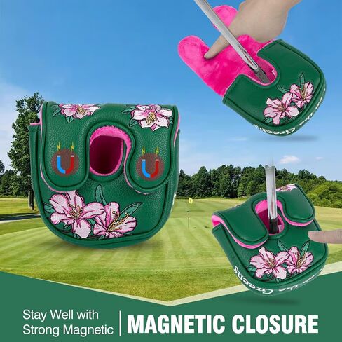 Golf Putter Covers DF3 Putter Headcover Azalea Embroidery Mallet Putter Covers with Magnetic Closure fit lab DF3 Putter, Green in Saudi Arabia