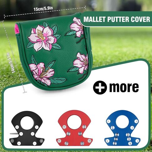 Golf Putter Covers DF3 Putter Headcover Azalea Embroidery Mallet Putter Covers with Magnetic Closure fit lab DF3 Putter, Green in Saudi Arabia