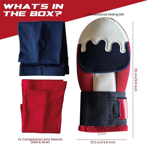 Baseball Sliding Mitt Guard Kit for Youth and Adult - Padded Protective Softball Sliding Glove Arm Sleeve Set – Includes Red + Blue Arm Guards – Hand Protection, Compression Sleeves, Accessories in Saudi Arabia