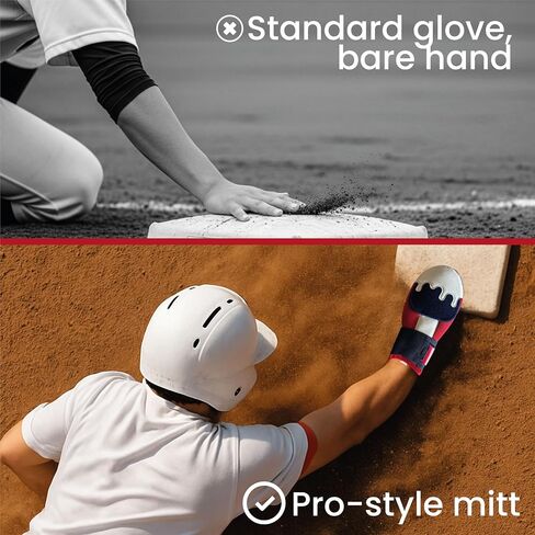 Baseball Sliding Mitt Guard Kit for Youth and Adult - Padded Protective Softball Sliding Glove Arm Sleeve Set – Includes Red + Blue Arm Guards – Hand Protection, Compression Sleeves, Accessories in Saudi Arabia