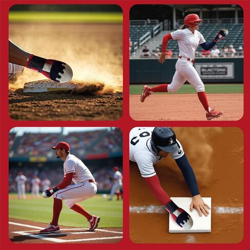 Baseball Sliding Mitt Guard Kit for Youth and Adult - Padded Protective Softball Sliding Glove Arm Sleeve Set – Includes Red + Blue Arm Guards – Hand Protection, Compression Sleeves, Accessories in Saudi Arabia