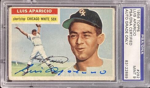 توقيع لويس أباريسيو 1956 Topps #292 Card Orioles HOF PSA/DNA توقيعه Mint 9 - بطاقات البيسبول الموقعة in Saudi Arabia
