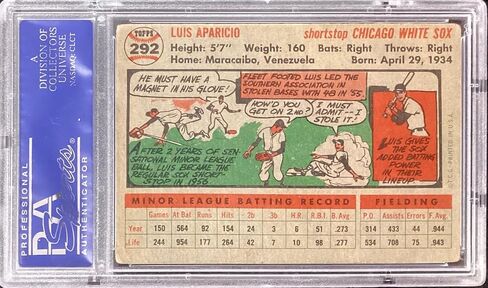 توقيع لويس أباريسيو 1956 Topps #292 Card Orioles HOF PSA/DNA توقيعه Mint 9 - بطاقات البيسبول الموقعة in Saudi Arabia