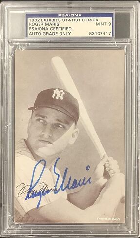 روجر ماريس موقّع عام 1962 يعرض إحصائيات البيسبول لبطاقة Yankees PSA/DNA Auto Mint 9 - بطاقات البيسبول الموقعة in Saudi Arabia