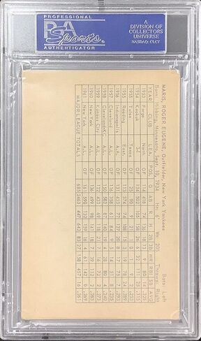 روجر ماريس موقّع عام 1962 يعرض إحصائيات البيسبول لبطاقة Yankees PSA/DNA Auto Mint 9 - بطاقات البيسبول الموقعة in Saudi Arabia