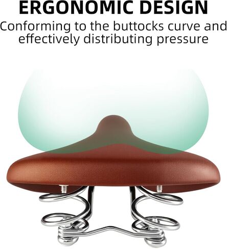 ROCKBROS Bike Seat for Men Women Wide Comfort Bike Seat Cushion Waterproof Soft Vintage Brown Bicycle Saddle Compatible with Retro Cruiser City Mountain Bikes in Saudi Arabia
