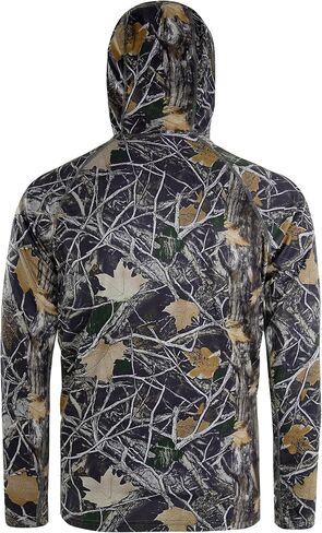 FISHEAL UPF 50+ Men's Hunting Camo Hoodie, Long Sleeve Sun Protection Fishing Shirt, Lightweight Quick Dry Pullover Outdoors in Saudi Arabia