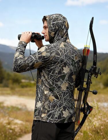 FISHEAL UPF 50+ Men's Hunting Camo Hoodie, Long Sleeve Sun Protection Fishing Shirt, Lightweight Quick Dry Pullover Outdoors in Saudi Arabia