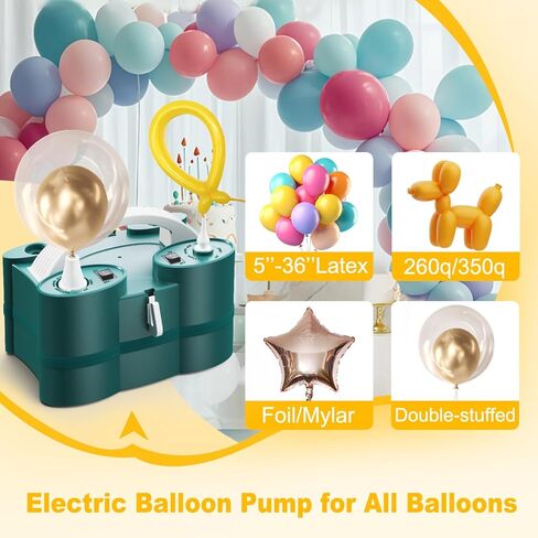مضخة بالون كهربائية، مضخة هواء تيار متردد 3 في 1 110 فولت، نفخ سريع للبالونات اللاتكس 260Q أو الرقائق المعدنية، منفاخ ومفرغ متعدد الأغراض لعوامات حمام السباحة، ومراتب هوائية. in Kuwait