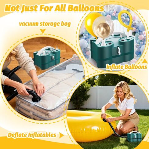 مضخة بالون كهربائية، مضخة هواء تيار متردد 3 في 1 110 فولت، نفخ سريع للبالونات اللاتكس 260Q أو الرقائق المعدنية، منفاخ ومفرغ متعدد الأغراض لعوامات حمام السباحة، ومراتب هوائية. in Kuwait