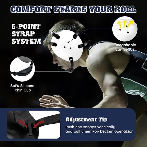 2 Pcs Wrestling Headgear Youth Head Gear Wrestling Adjustable Ear Guard Straps MMA Jiu Jitsu for Men Women Adults in Saudi Arabia
