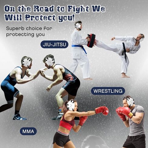 2 Pcs Wrestling Headgear Youth Head Gear Wrestling Adjustable Ear Guard Straps MMA Jiu Jitsu for Men Women Adults in Saudi Arabia