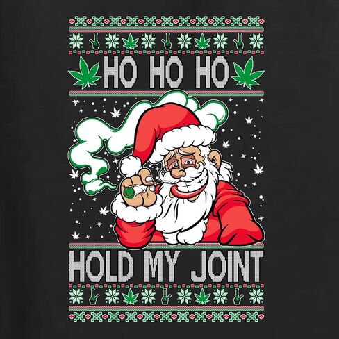 سترة Ho Ho Ho Hold My Joint Weed Santa Smoking Ugly Christmas للجنسين بياقة دائرية in Saudi Arabia