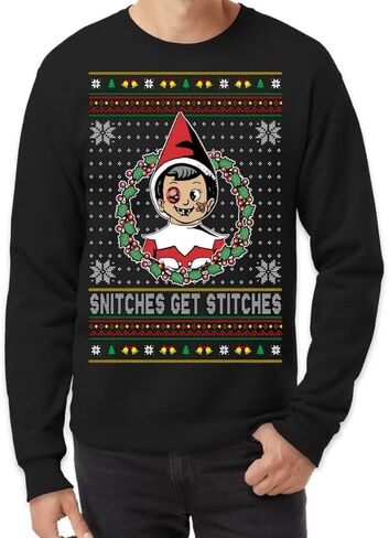 سترة Snitches Get Stitches Ugly Christmas للجنسين، سترة برقبة دائرية لعيد الميلاد in Kuwait