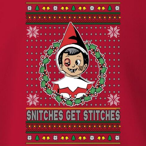 سترة Snitches Get Stitches Ugly Christmas للجنسين، سترة برقبة دائرية لعيد الميلاد in Kuwait
