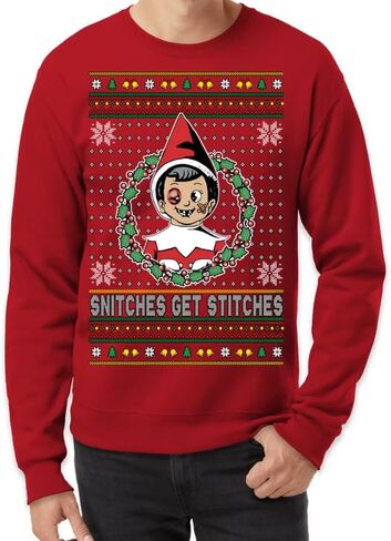 سترة Snitches Get Stitches Ugly Christmas للجنسين، سترة برقبة دائرية لعيد الميلاد in Kuwait