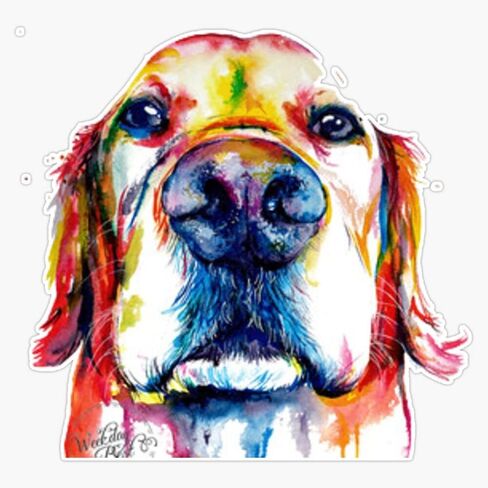 ملصق من الفينيل بألوان مائية من Golden Retriever بسمك 6 مل - مقاس 5 بوصات in Saudi Arabia