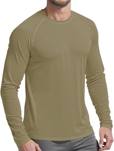 Mens UPF 50+ UV Sun Protection Shirts Outdoor Long Sleeve SPF Rash Guard for Fishing Hiking Swim Running in Kuwait