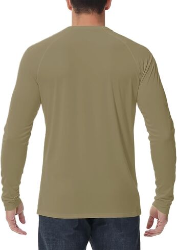 Mens UPF 50+ UV Sun Protection Shirts Outdoor Long Sleeve SPF Rash Guard for Fishing Hiking Swim Running in Kuwait
