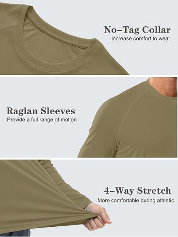 Mens UPF 50+ UV Sun Protection Shirts Outdoor Long Sleeve SPF Rash Guard for Fishing Hiking Swim Running in Kuwait