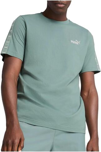 PUMA Mens Essentials Tape Crew Neck Short Sleeve Casual Tops Casual - Green in Saudi Arabia
