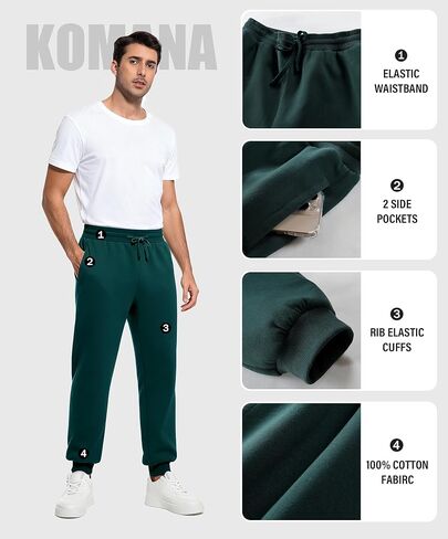 KOMANA Men's Sherpa Cotton Sweatpants Fleece Warm Winter Pants for Men in Saudi Arabia