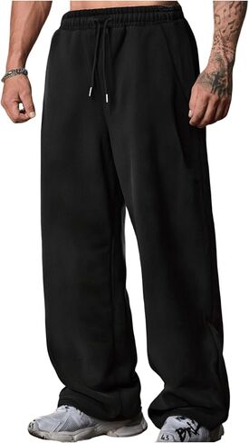 GORGLITTER Men's Baggy Sweatpants Drawstring Wide Leg Sweat Pants with Pockets in Saudi Arabia