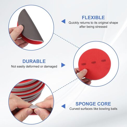 Bowling Ball Sanding Pads, Hook and Loop Sanding Sponge Discs - Fitting for (Bowling Ball Polisher - Orbital Sander - Resurfacing) Grit 2500 & 5 Inch & 3 Pack in Saudi Arabia