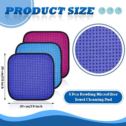 Aoriher 3 Pieces Bowling Ball Towel Shammy Pad Rag Bowling Ball Microfiber Towel Easy Wipe Off Grip for Cleaning from Dirt Oil Accessories (Stylish,7.8 x 7.8 Inch,Black, White) in Saudi Arabia