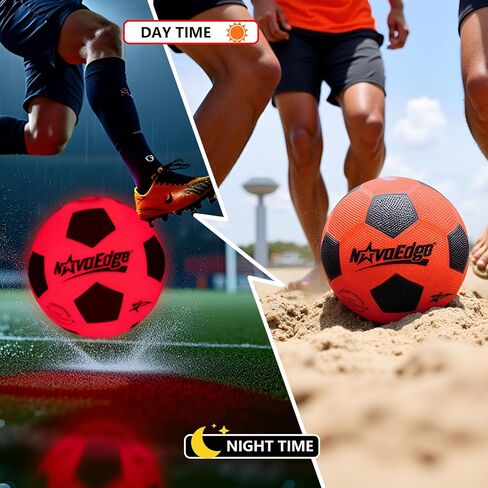 Glow in The Dark Sports Ball | USB-C Rechargeable LED Light-Up for Night, Regular Play by Day | Choose Football, Basketball or Soccer Ball | for Kids, Teens & Adults in Saudi Arabia