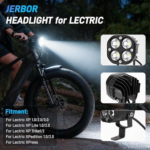 Jerbor Headlight for Lectric XP 1.0/2.0/3.0/XP Lite1.0/2.0/XP Trike1/2/XPedition 1.0/2.0/Xpress, 6000LM Bright Front Light, IP-67 Waterproof Head Light, Ebike Accessories for Lectric in Saudi Arabia