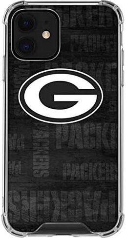 حافظة هاتف Skinit الشفافة متوافقة مع iPhone 12 - تصميم باللونين الأبيض والأسود مرخص رسميًا من NFL Green Bay Packers in Saudi Arabia