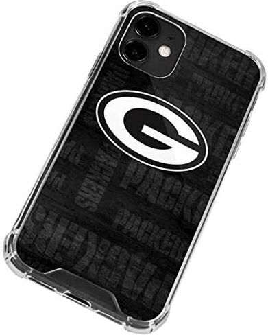 حافظة هاتف Skinit الشفافة متوافقة مع iPhone 12 - تصميم باللونين الأبيض والأسود مرخص رسميًا من NFL Green Bay Packers in Saudi Arabia