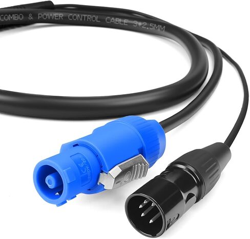SMALL-EYE 5 Pin DMX Combo Cable 10 ft - 4-Core DMX وكابل وصلة التحكم في الطاقة، 5-Pin DMX ذكر إلى أنثى + قابس طاقة لإضاءة المسرح (10 بوصات) in Kuwait