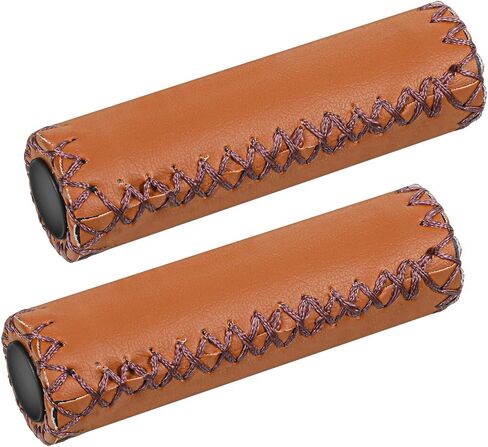 2pcs Mountain Bike Grips Handlebar, Hand-Stitched Handle Bar Grips for Bicycles, Brown PU Leather Bicycle Handlebar Grips, Fits Most 22.2mm (7/8") Bicycle Handlebars in Kuwait