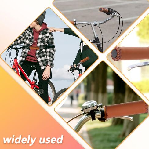 2pcs Mountain Bike Grips Handlebar, Hand-Stitched Handle Bar Grips for Bicycles, Brown PU Leather Bicycle Handlebar Grips, Fits Most 22.2mm (7/8") Bicycle Handlebars in Kuwait