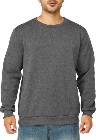 Mens Crewneck Sweatshirts Casual Fleece Pullover Sweatshirt Long Sleeve Basic Sweat Shirts in Saudi Arabia