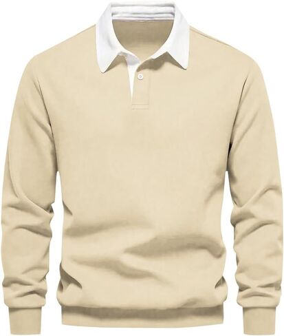 ZAFUL Mens Polo Shirts Long Sleeve Pullover Sweatshirts Contrast Collar Button Down Golf Shirt in Saudi Arabia