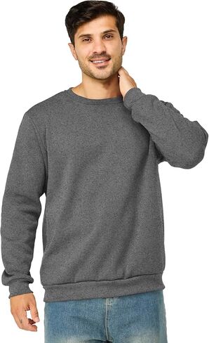 Mens Crewneck Sweatshirts Casual Fleece Pullover Sweatshirt Long Sleeve Basic Sweat Shirts in Saudi Arabia