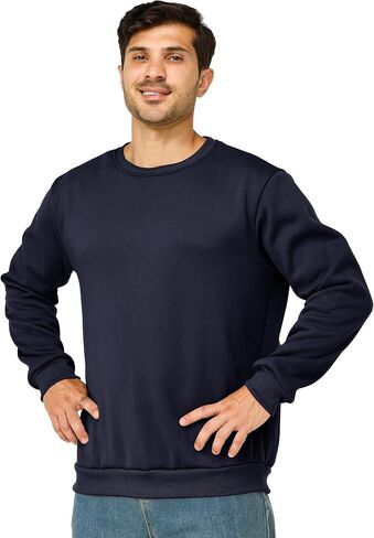 Mens Crewneck Sweatshirts Casual Fleece Pullover Sweatshirt Long Sleeve Basic Sweat Shirts in Saudi Arabia