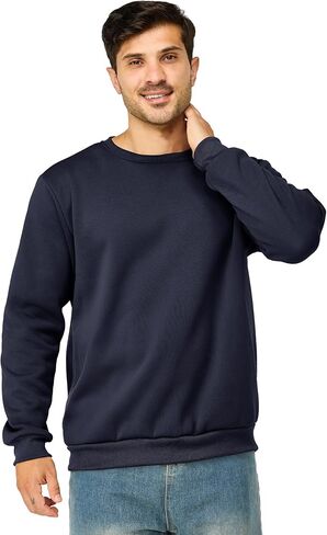 Mens Crewneck Sweatshirts Casual Fleece Pullover Sweatshirt Long Sleeve Basic Sweat Shirts in Saudi Arabia