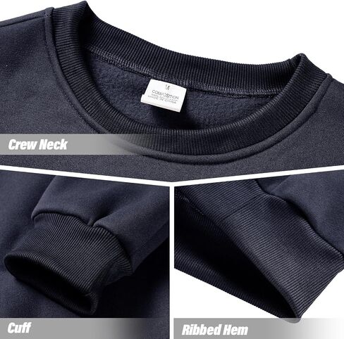 Mens Crewneck Sweatshirts Casual Fleece Pullover Sweatshirt Long Sleeve Basic Sweat Shirts in Saudi Arabia
