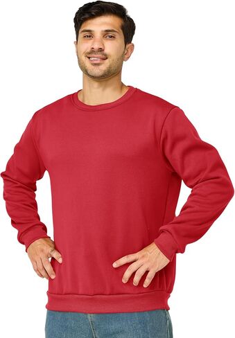 Mens Crewneck Sweatshirts Casual Fleece Pullover Sweatshirt Long Sleeve Basic Sweat Shirts in Saudi Arabia