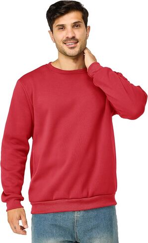 Mens Crewneck Sweatshirts Casual Fleece Pullover Sweatshirt Long Sleeve Basic Sweat Shirts in Saudi Arabia