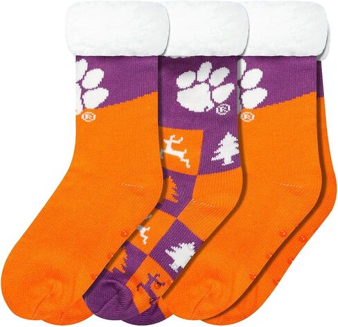FOCO Clemson Tigers NCAA Womens Fan Footy 3 Pack Slipper Socks in Saudi Arabia
