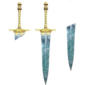 Moonlight Greatsword 53in Glowing Fantasy Sword طبق الأصل - دعامة تنكرية من الألياف الزجاجية ذات اللون الأزرق الصقيعي مع نقوش رونية، فن عرض مثبت على الحائط لمحبي آر بي جي (حواف حادة ومقاومة للكسر) in Kuwait