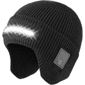 Unisex Beanie with LED Light, USB Rechargeable Headlamp Beanie, Winter Knitted Cap Gifts for Men Dad Father Husband Him in Saudi Arabia