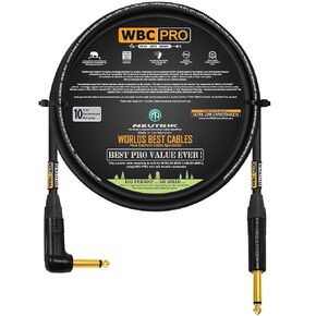 6 Foot - WBC-PRO-Guitar – 20 AWG - Low-Cap (18pF/ft) – Pro-Grade – Graphite-Based - Dual-Shielded Guitar, Bass, Instrument Cable with Neutrik Straight to Angled ¼ Inch (6.35mm) Gold TS Connectors in Saudi Arabia