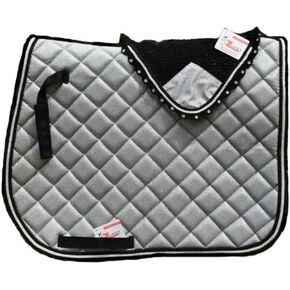 مجموعة وسادة سرج فضية لامعة متطابقة مع غطاء الأذن | معدات عرض الفروسية | مجموعة ماتشي لركوب الخيل | الترويض أو القفز/الصياد in Kuwait